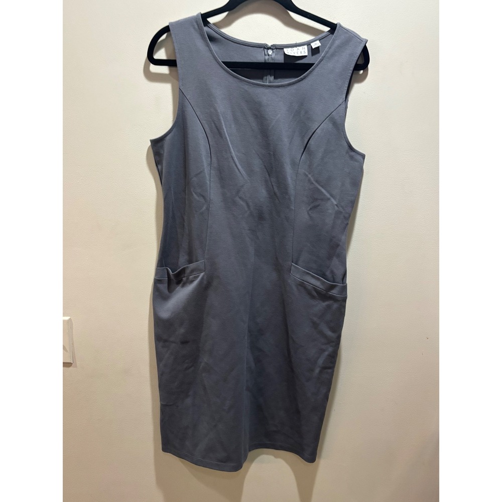 Joan Rivers Gray Sleeveless Career Dress Pockets Women's Size 10